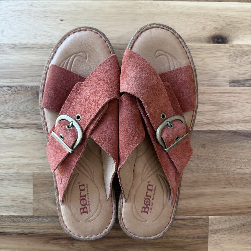 Børn Rio Sandals 8M Wide Leather Suede Slide Buckle Comfort Casual Boho